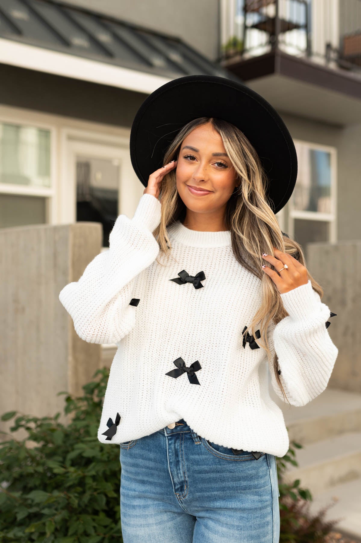 Long sleeve white sweater