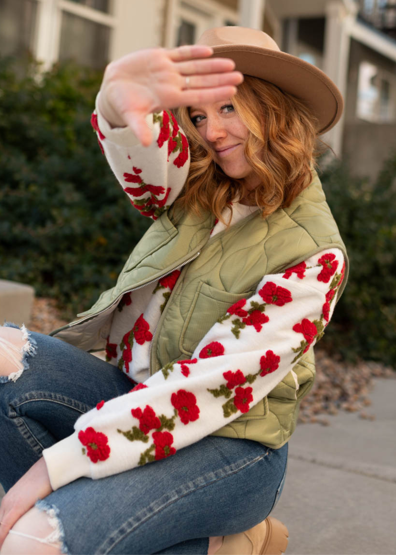 Olive quilted vest