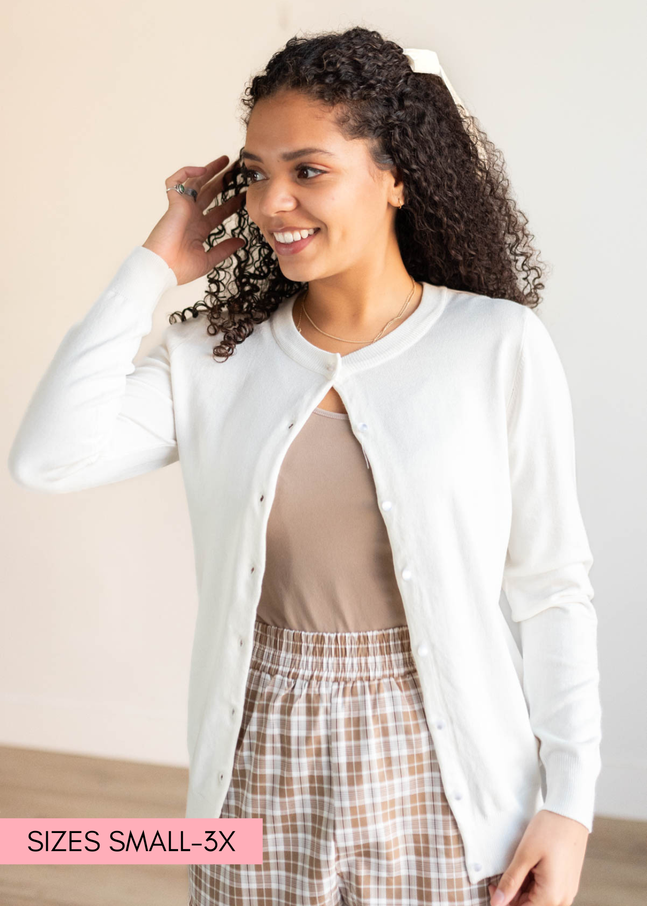 Ivory button down cardigan with ivory buttons