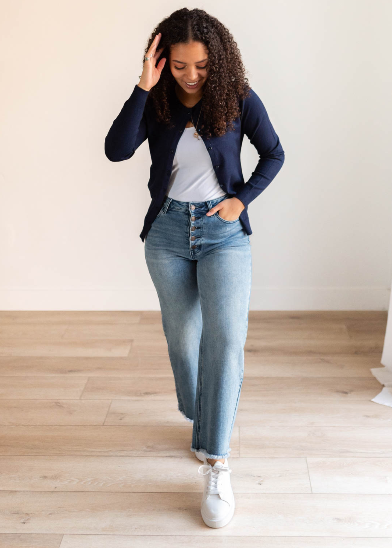 Navy button down cardigan