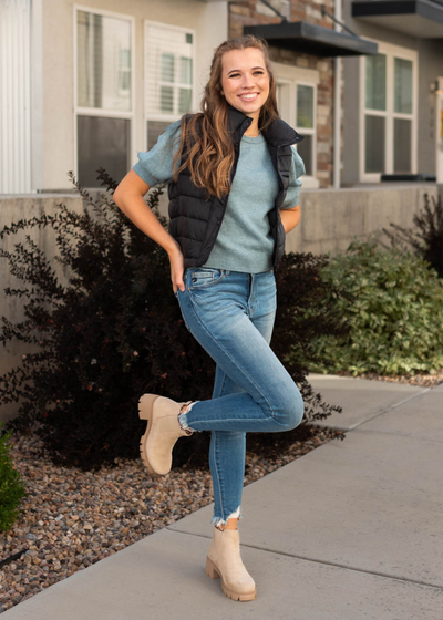 Short sleeve blue grey top