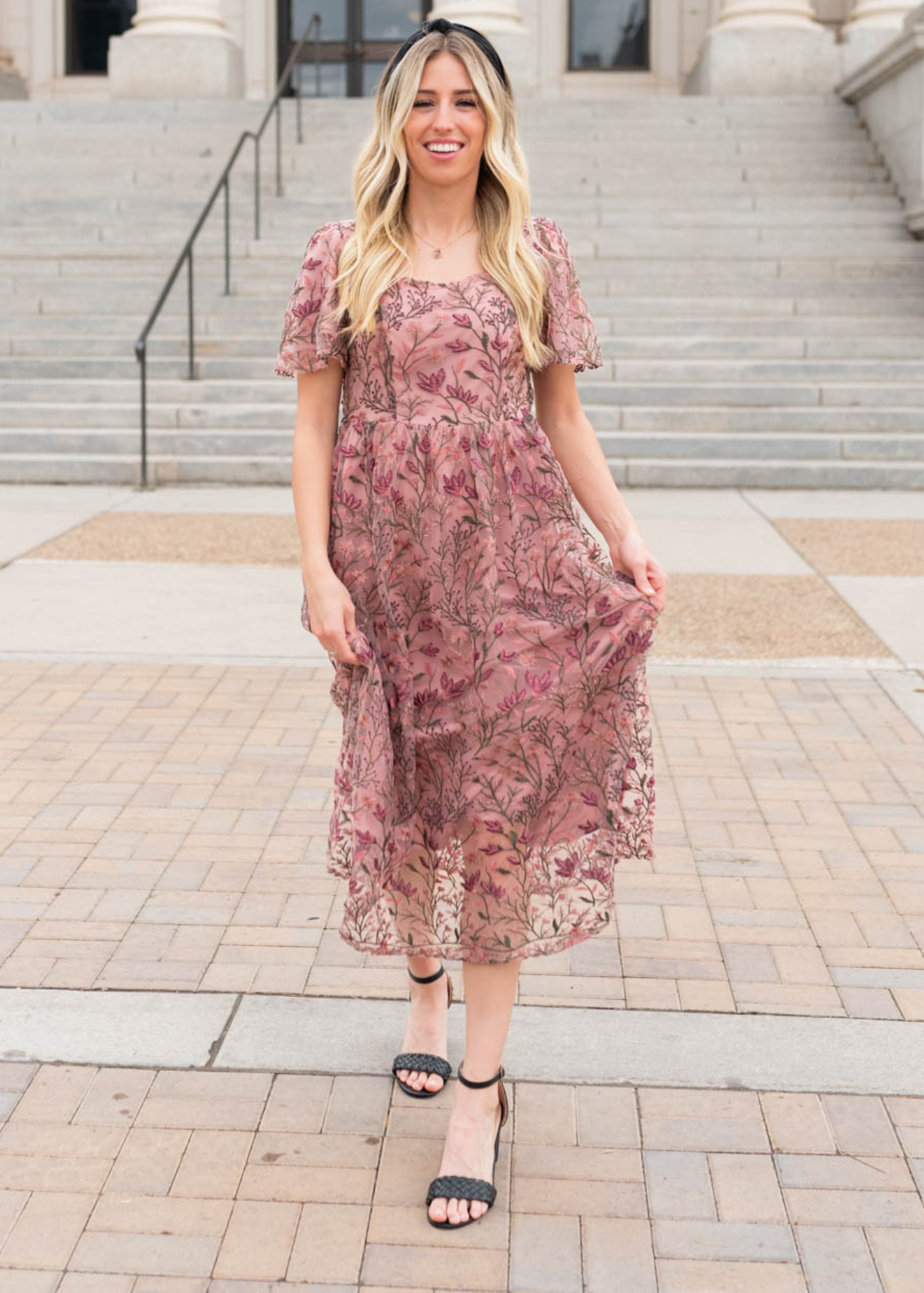 Antique pink embroidered dress