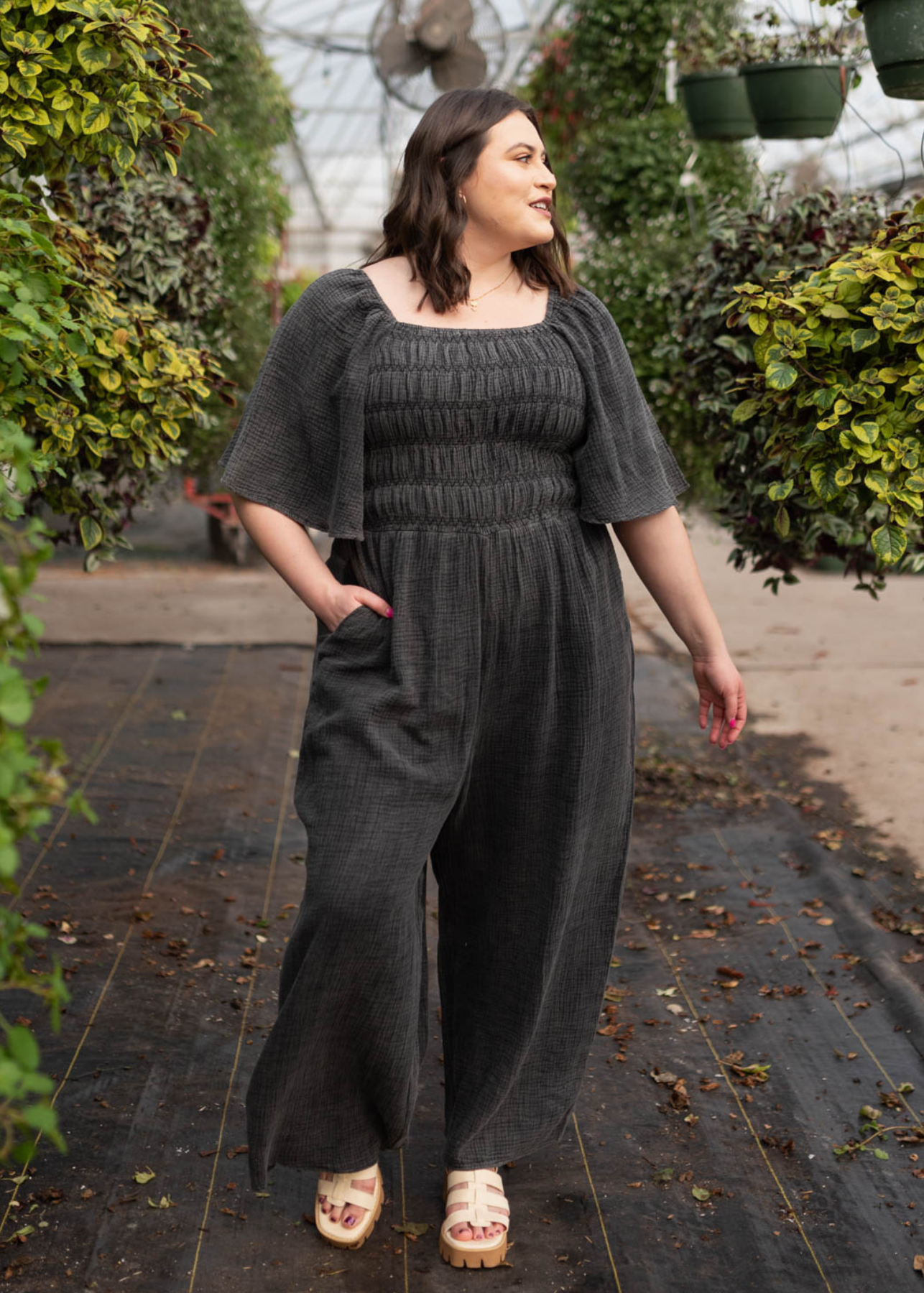 Delia Charcoal Wide Leg Jumpsuit