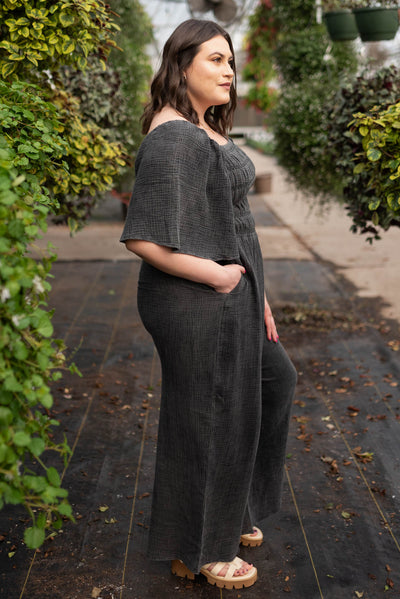 Delia Charcoal Wide Leg Jumpsuit