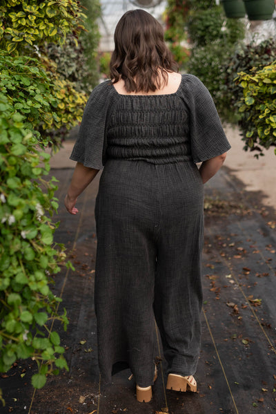 Delia Charcoal Wide Leg Jumpsuit