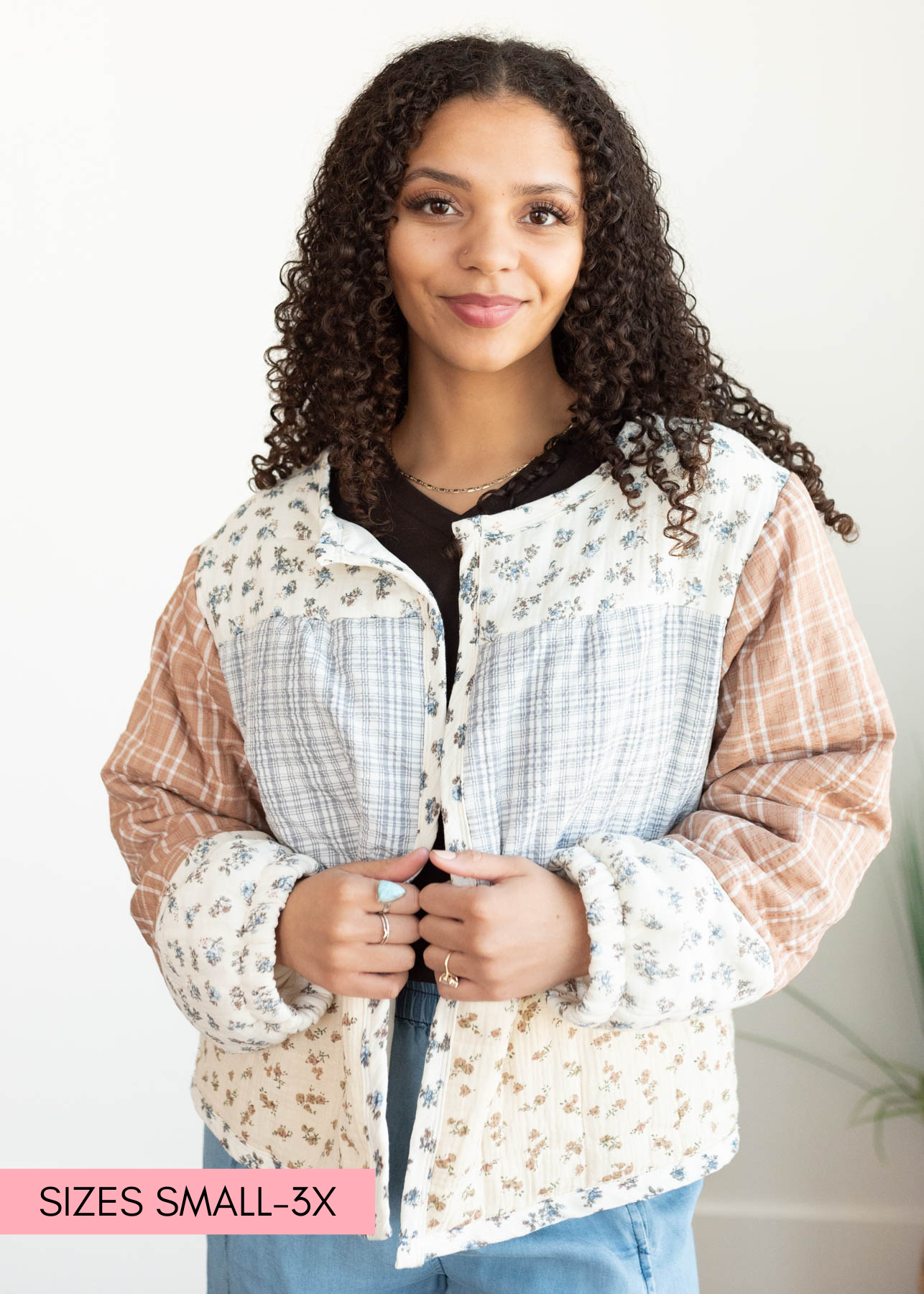 Delia Ivory Pattern Block Jacket