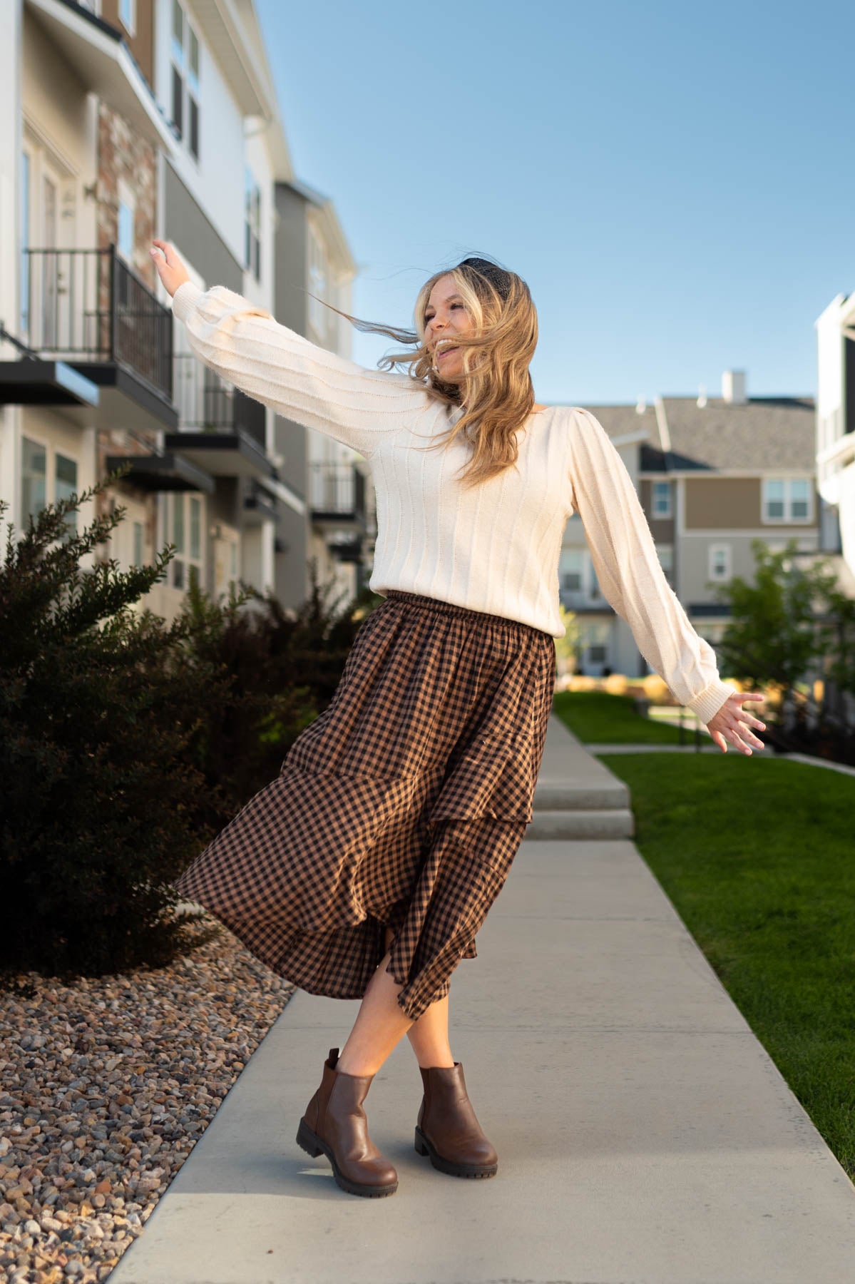 Taupe sweater with wide cuff