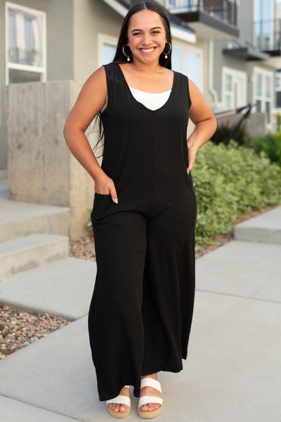 Front view of a large black jumpsuit