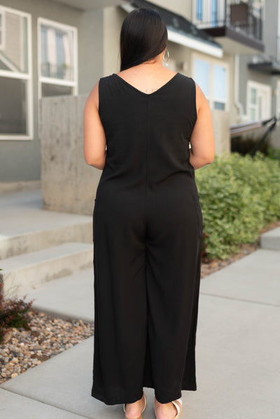 Back view of a large black jumpsuit