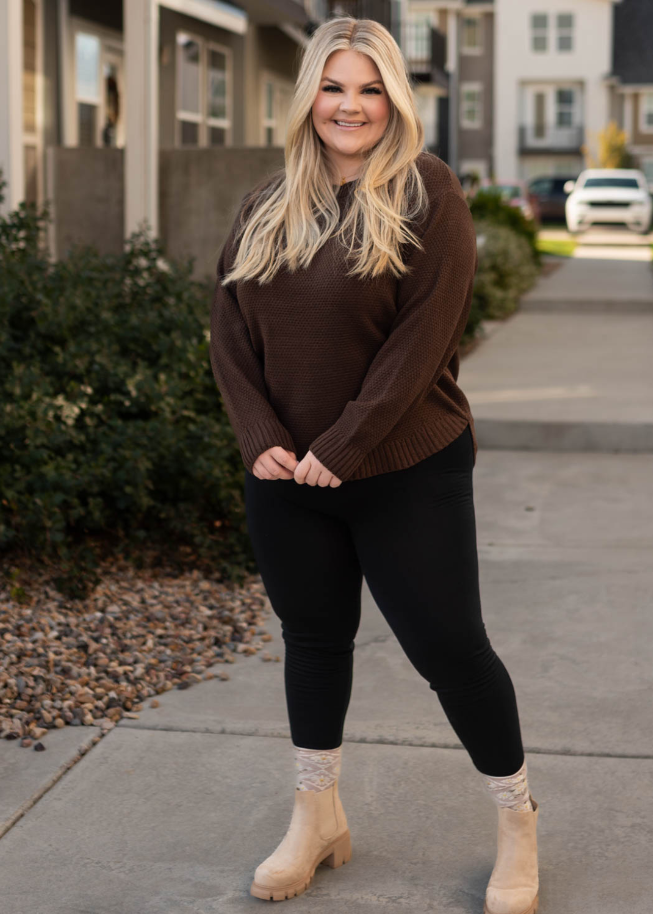 Plus size coffee sweater