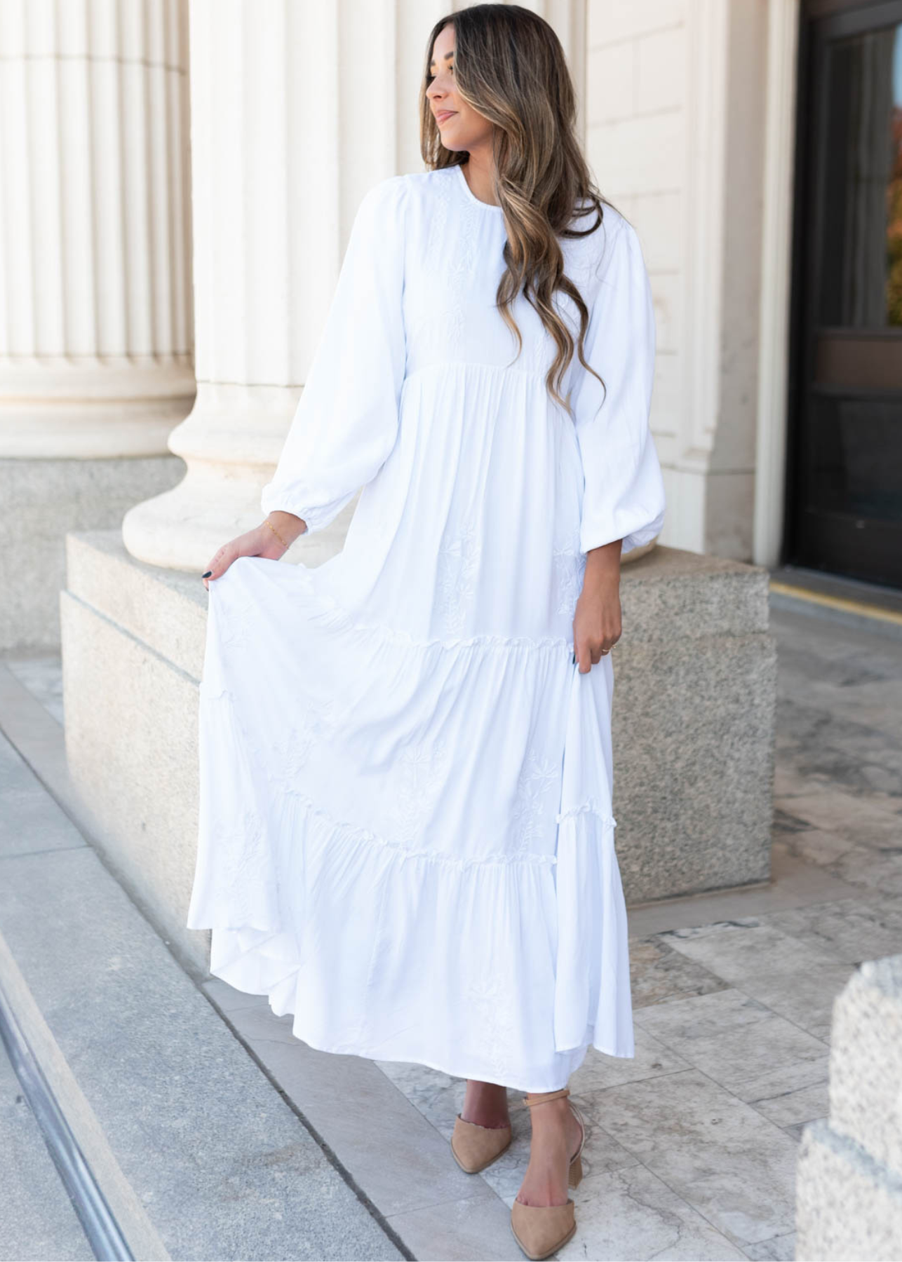 White embroidered dress