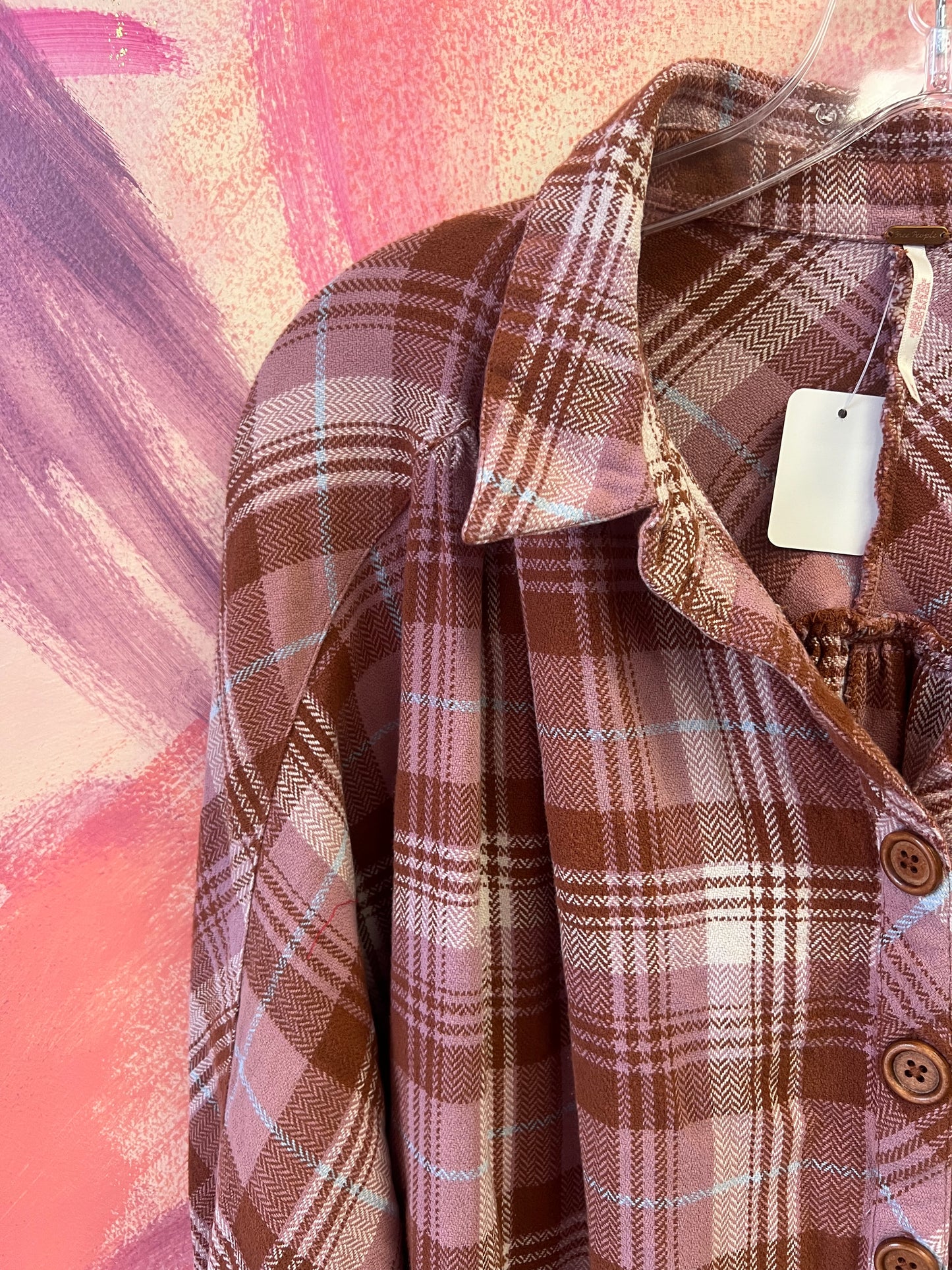 (Medium) Free People Flannel Oversized Tunic