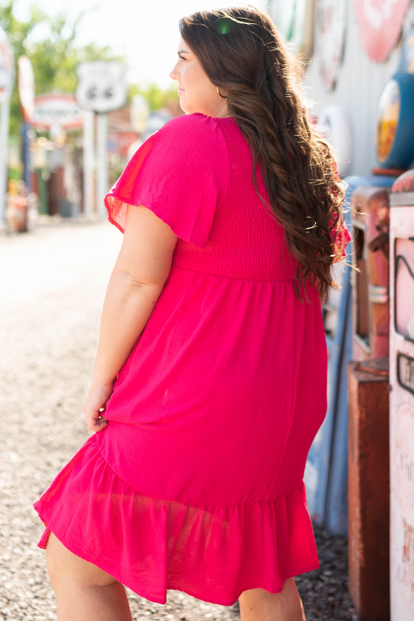 Plus size fuchsia dress