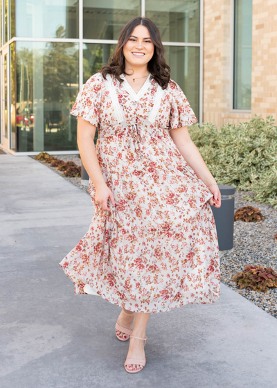 Ella Cream Floral Tiered Dress