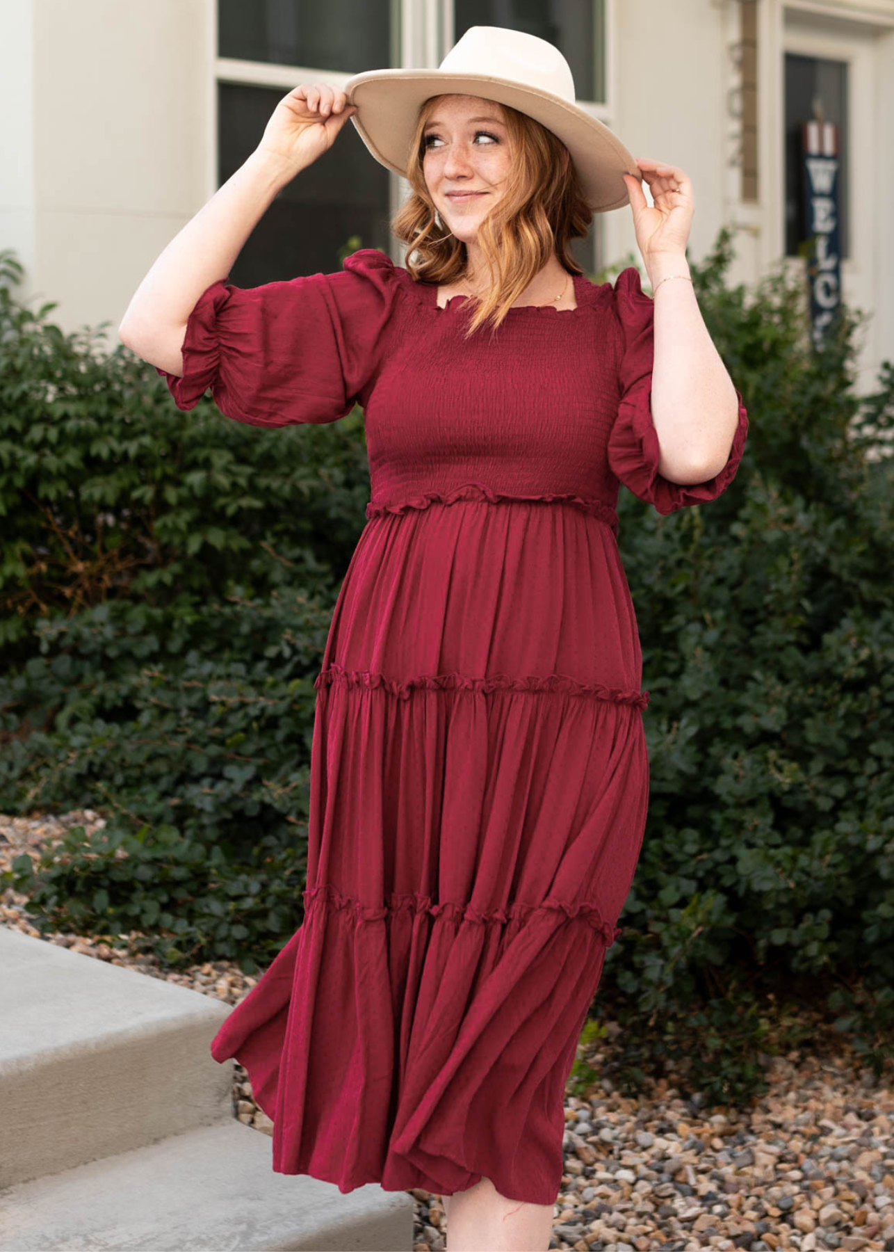 Deep red dress