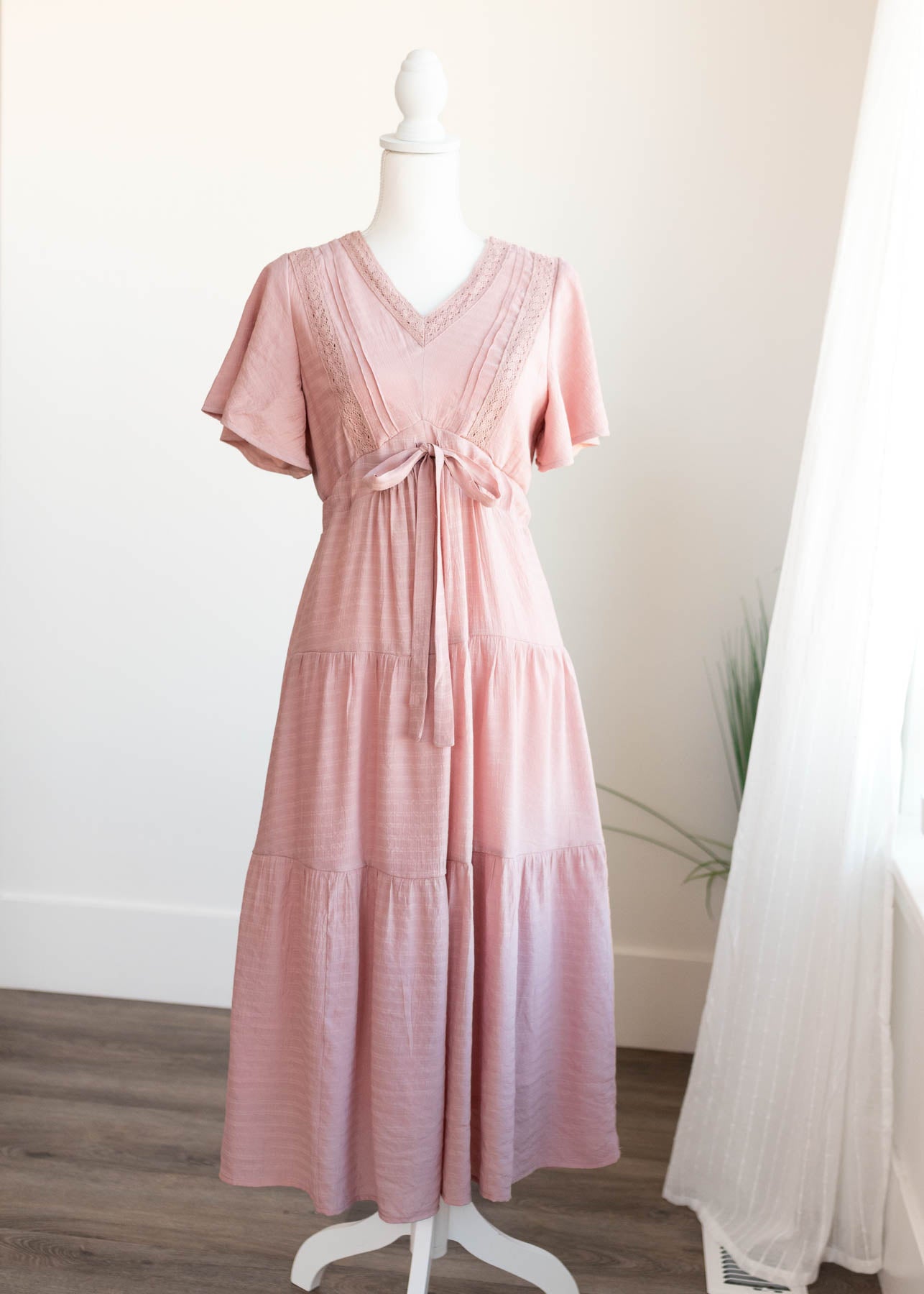 Emilee Blush Textured Tiered Dress