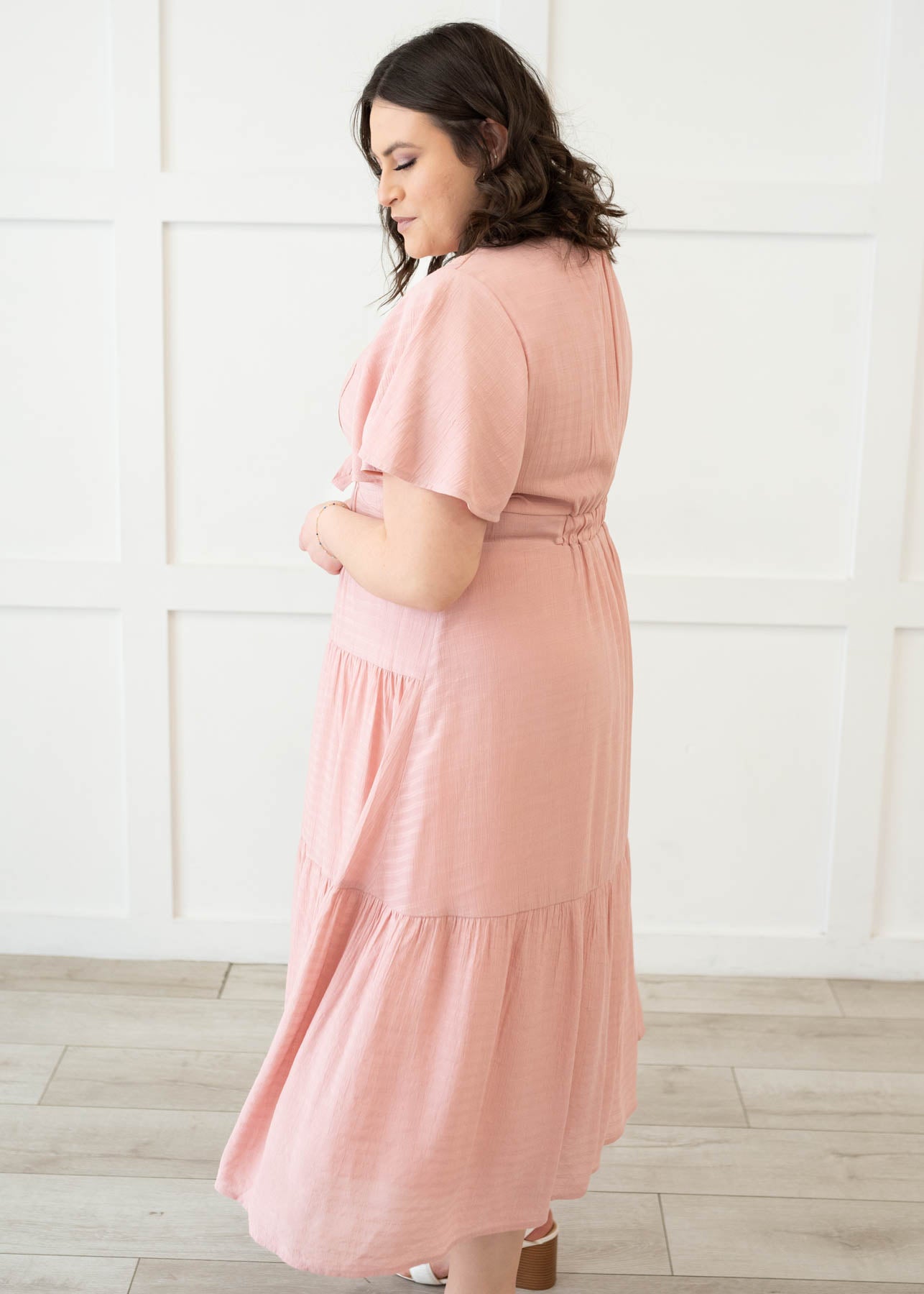 Emilee Blush Textured Tiered Dress