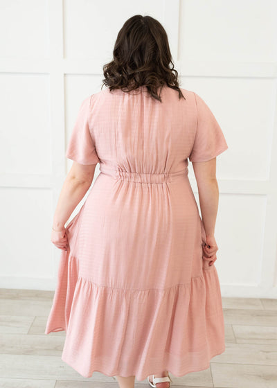 Emilee Blush Textured Tiered Dress