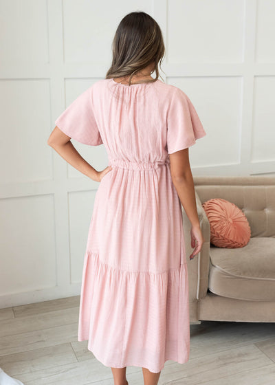 Emilee Blush Textured Tiered Dress