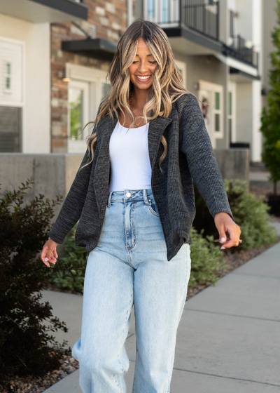 Long sleeve charcoal blazer