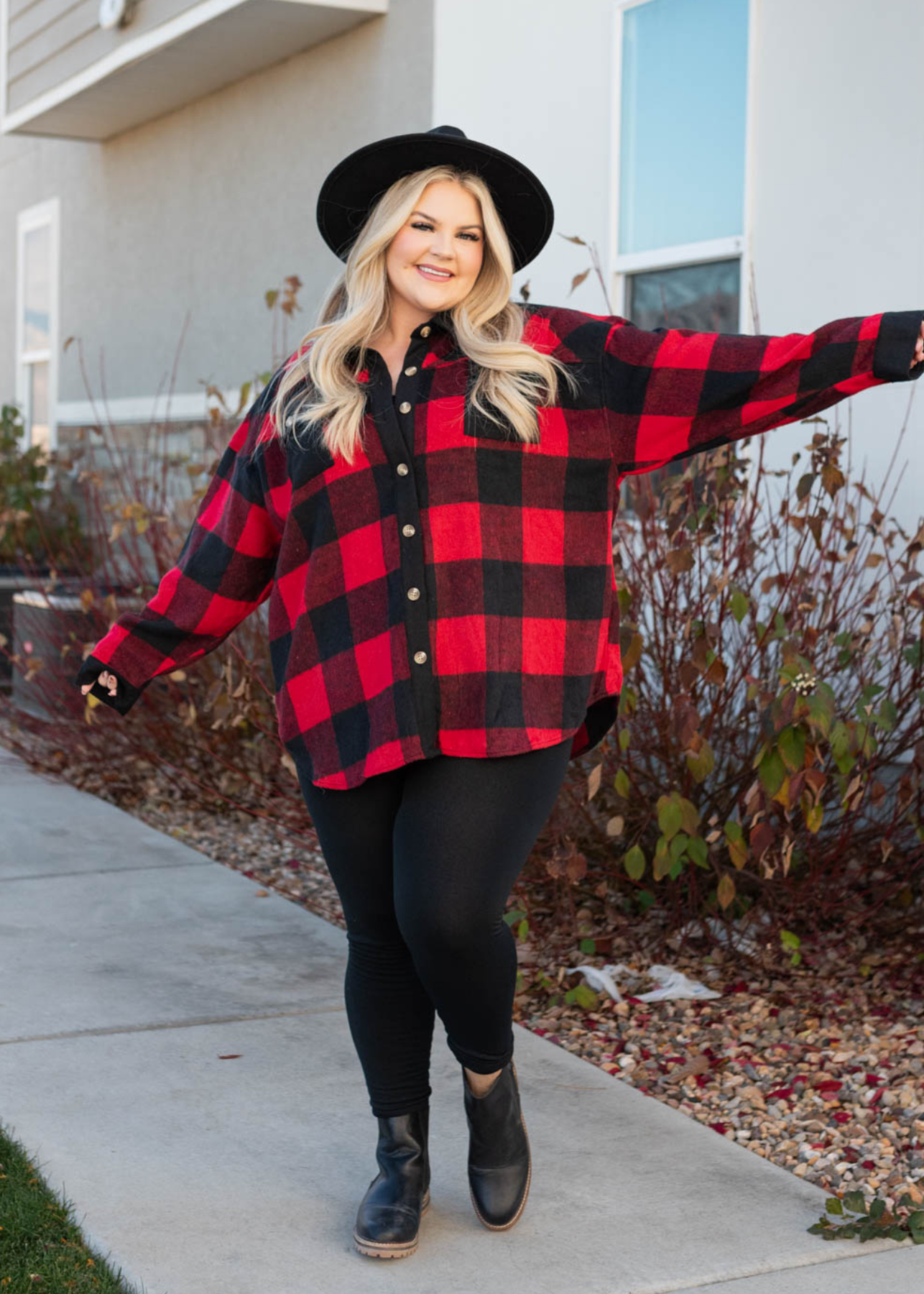 Plus size buffalo check top