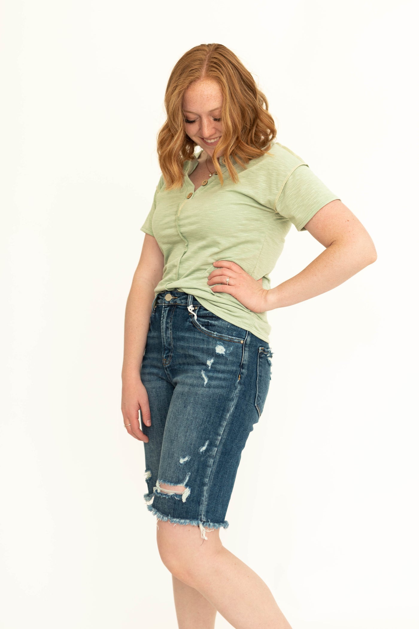 Short sleeve sage green top