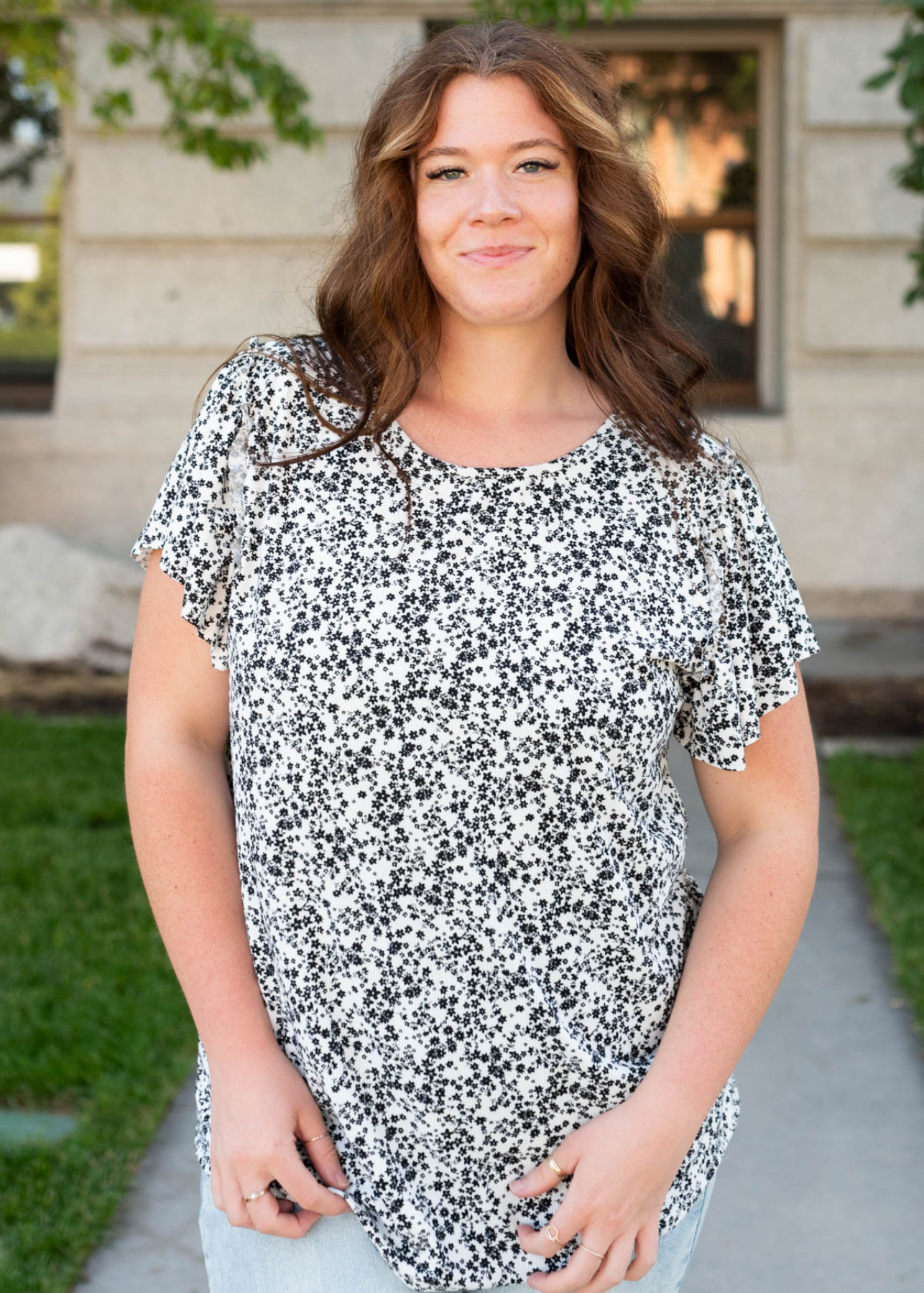 Plus size black floral top