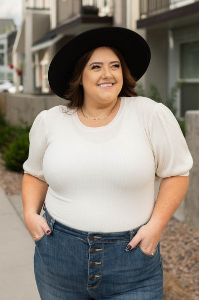 Short sleeve plus size white bodysuit