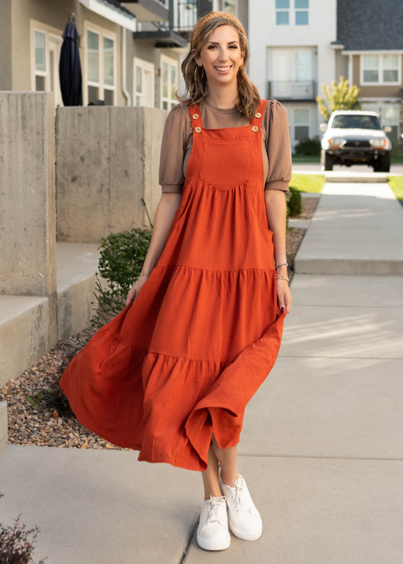 Rust overall dress