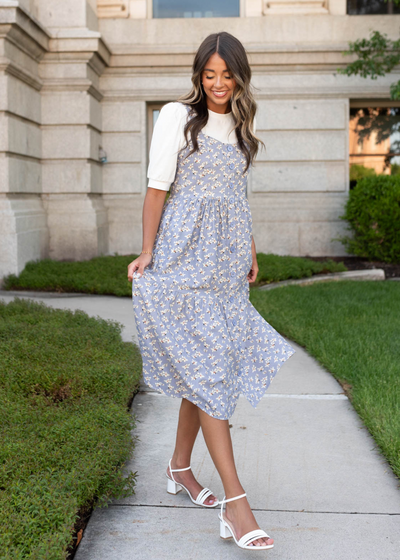 Dusty blue jumper dress