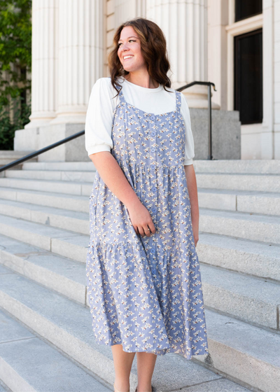 Plus size dusty blue jumper dress