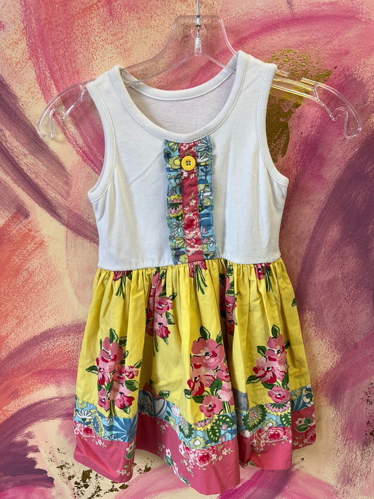 (Size 4-5) White and Yellow Dress