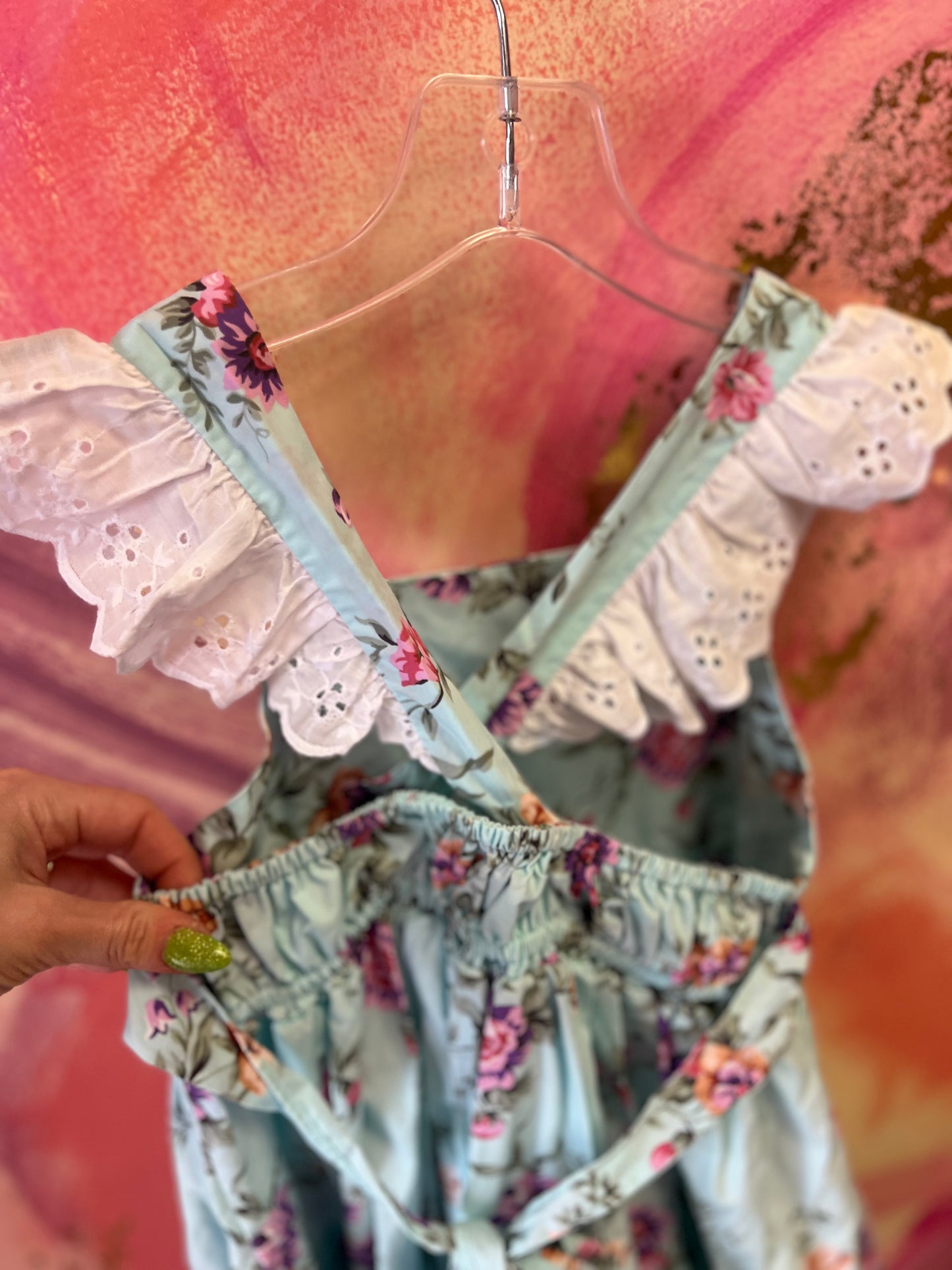 (Size 8-10) Eleanor Rose Light Blue Floral Dress