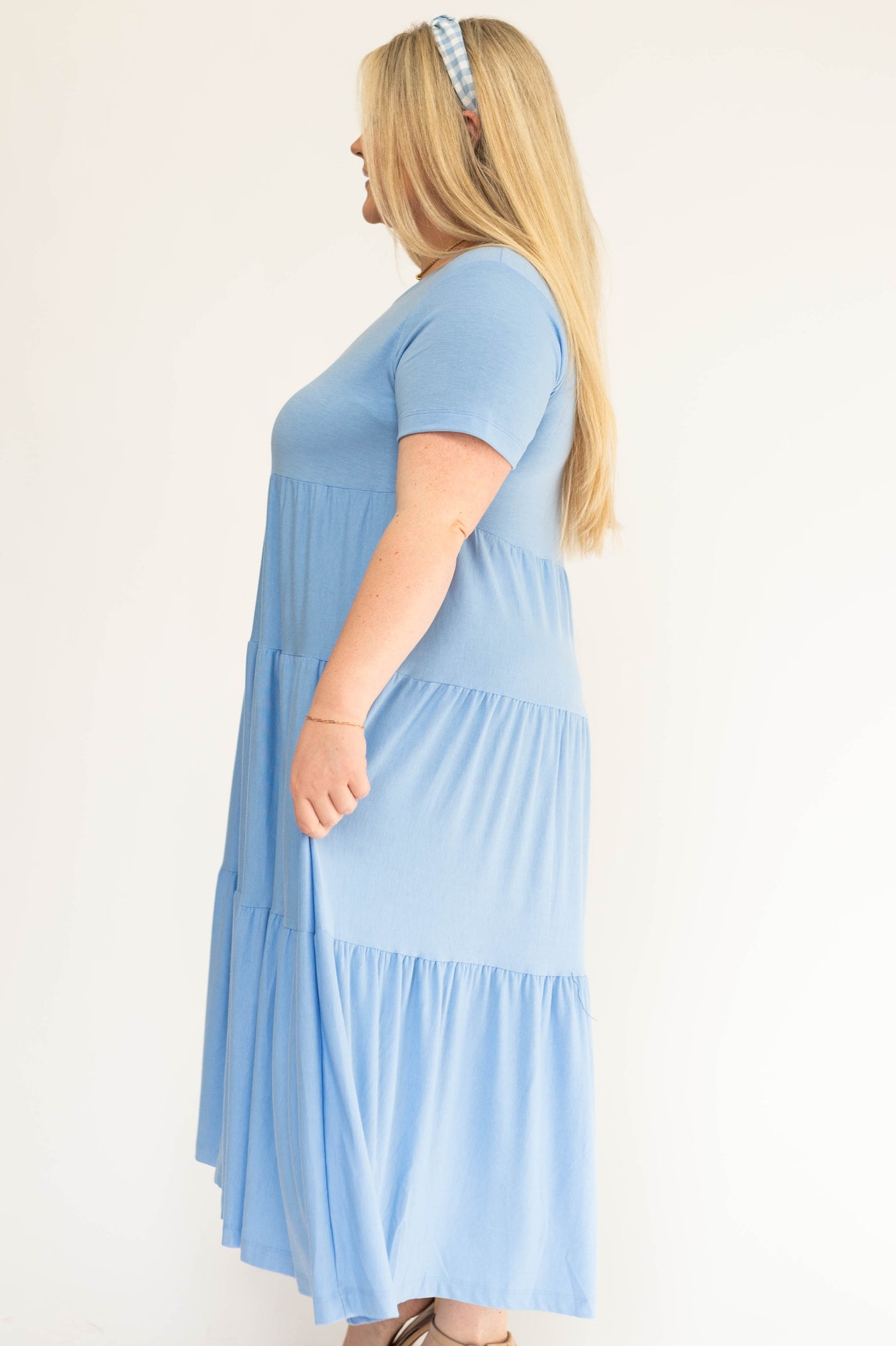 Plus size spring blue dress