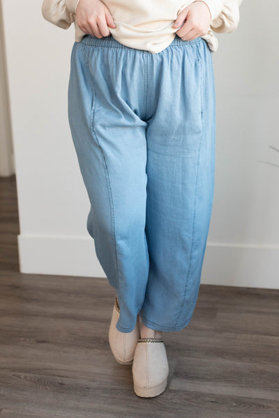 Denim linen pants in plus size