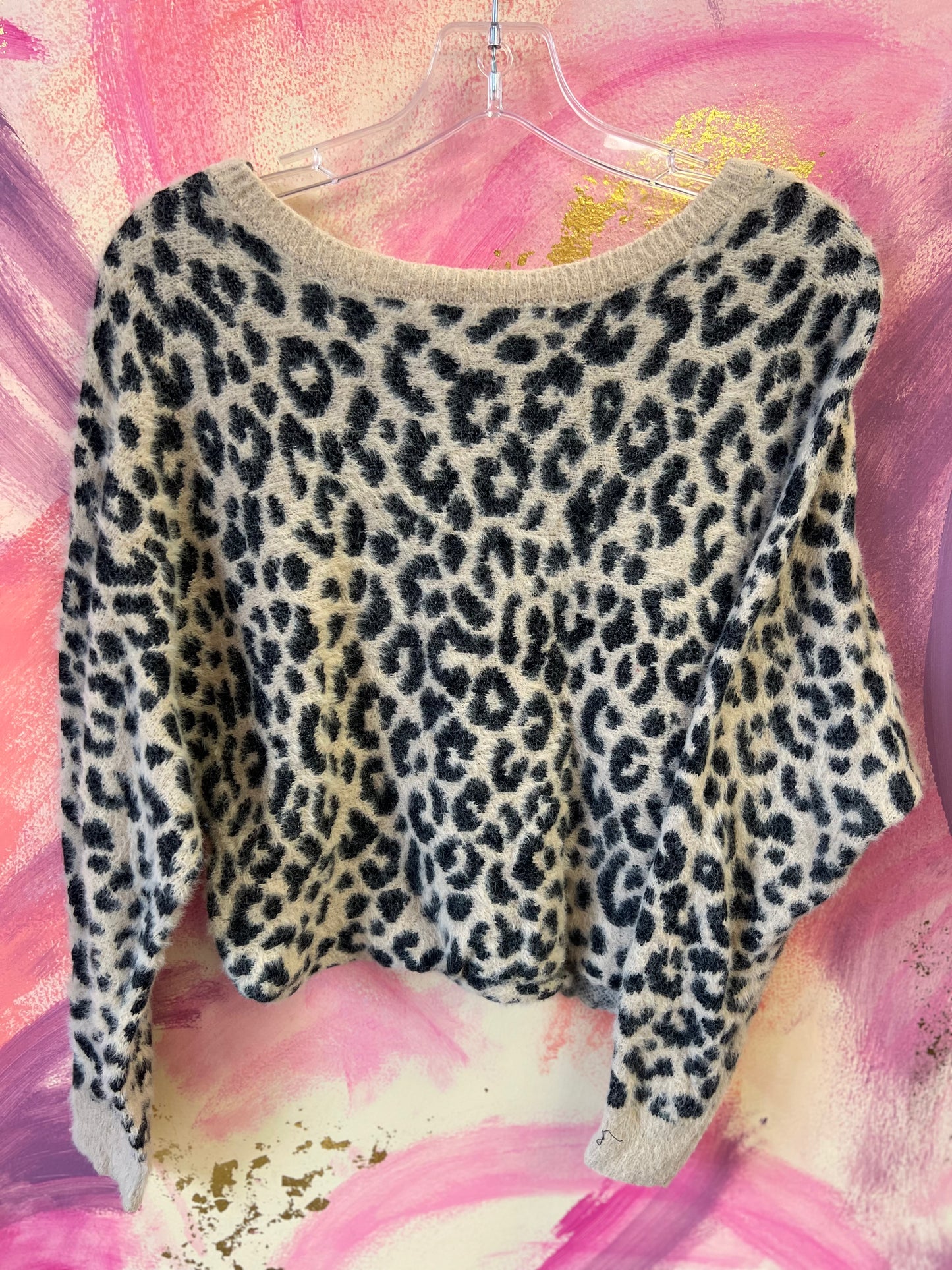 (SMALL) Leopard Cropped Sweater
