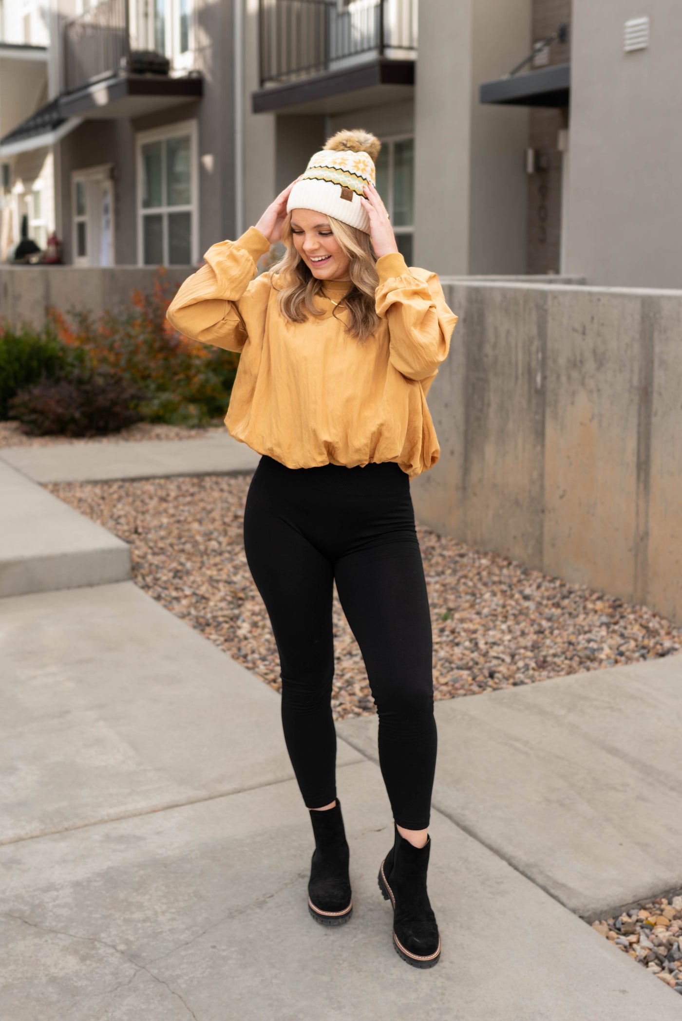 Mustard parachute blouse