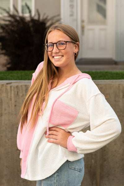 Pink hoodie with a pocket