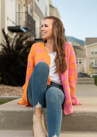 Long sleeve orange cardigan