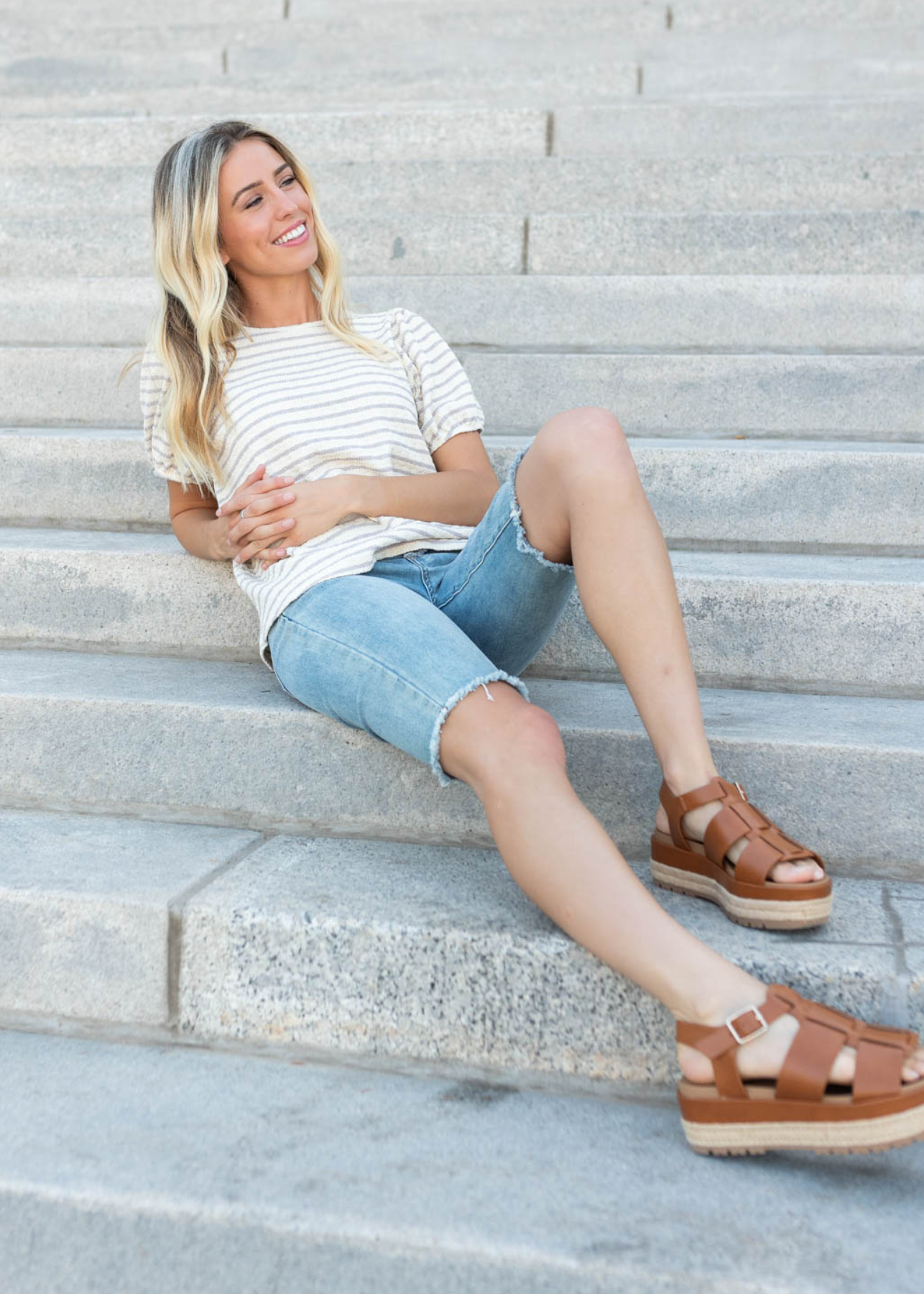 Short sleeve dusty purple stripe top