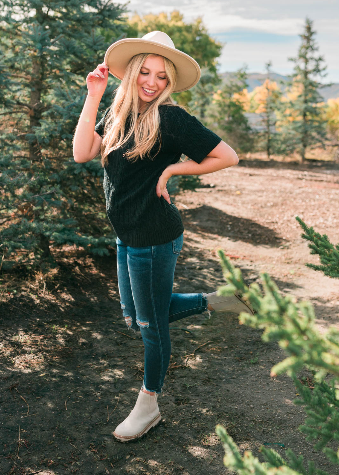 Black knit top