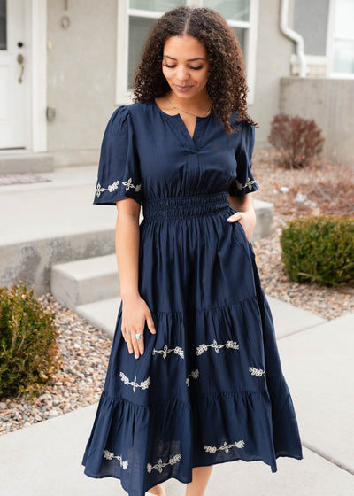 Midnight embroidered dress