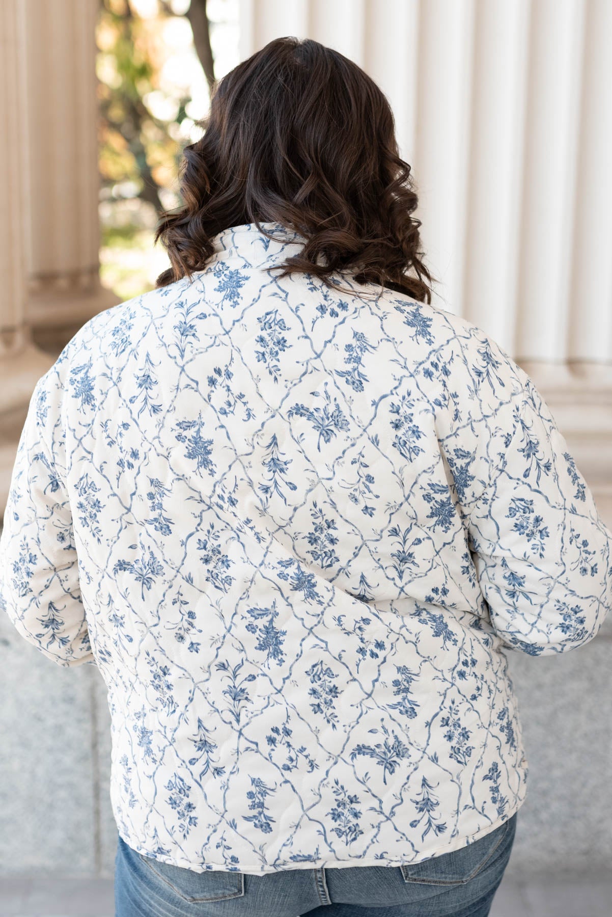 Jadah Cream Floral Printed Jacket