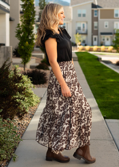 Brown floral skirt