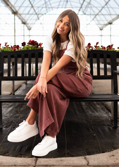 Wide leg faded plum washed overalls