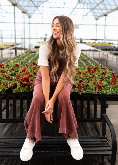 Small faded plum washed overalls