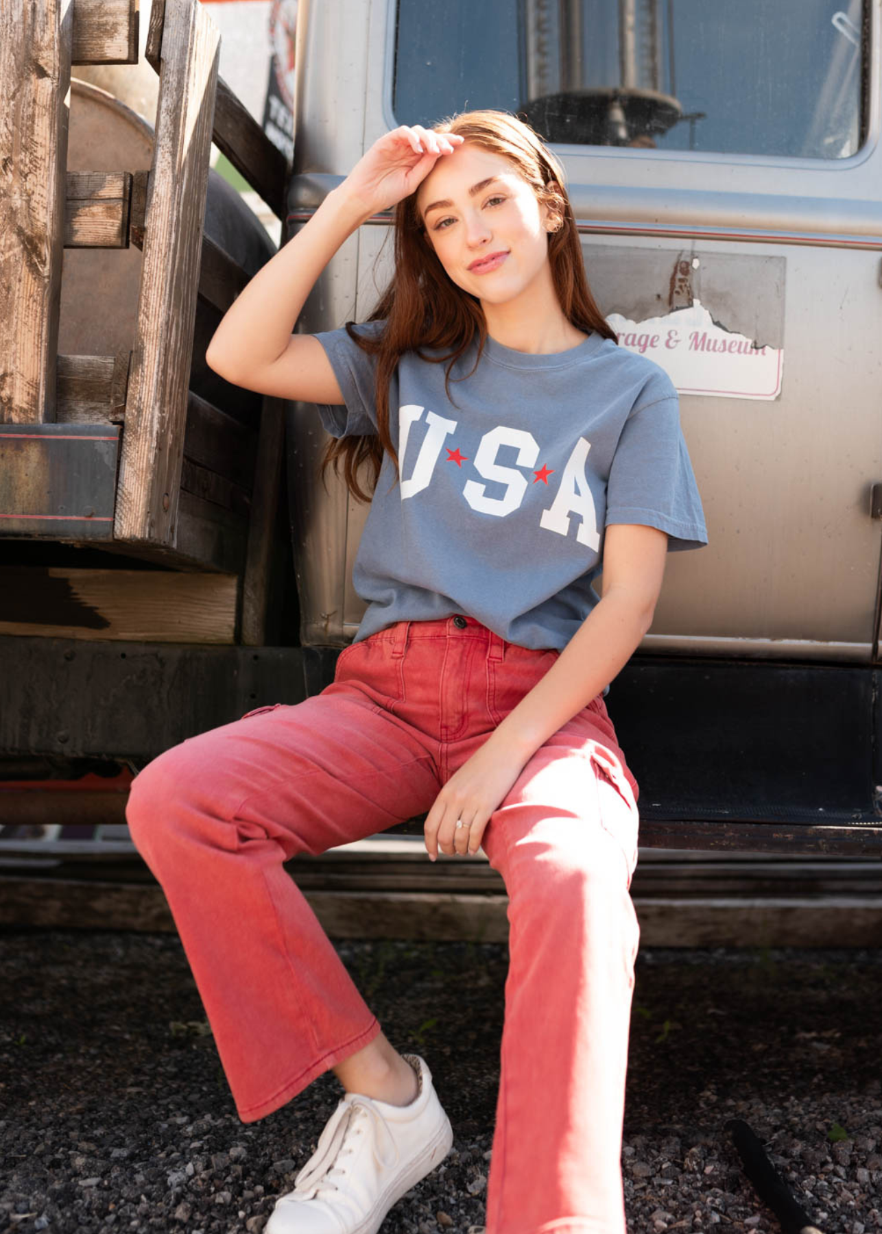 Short sleeve blue USA star tee