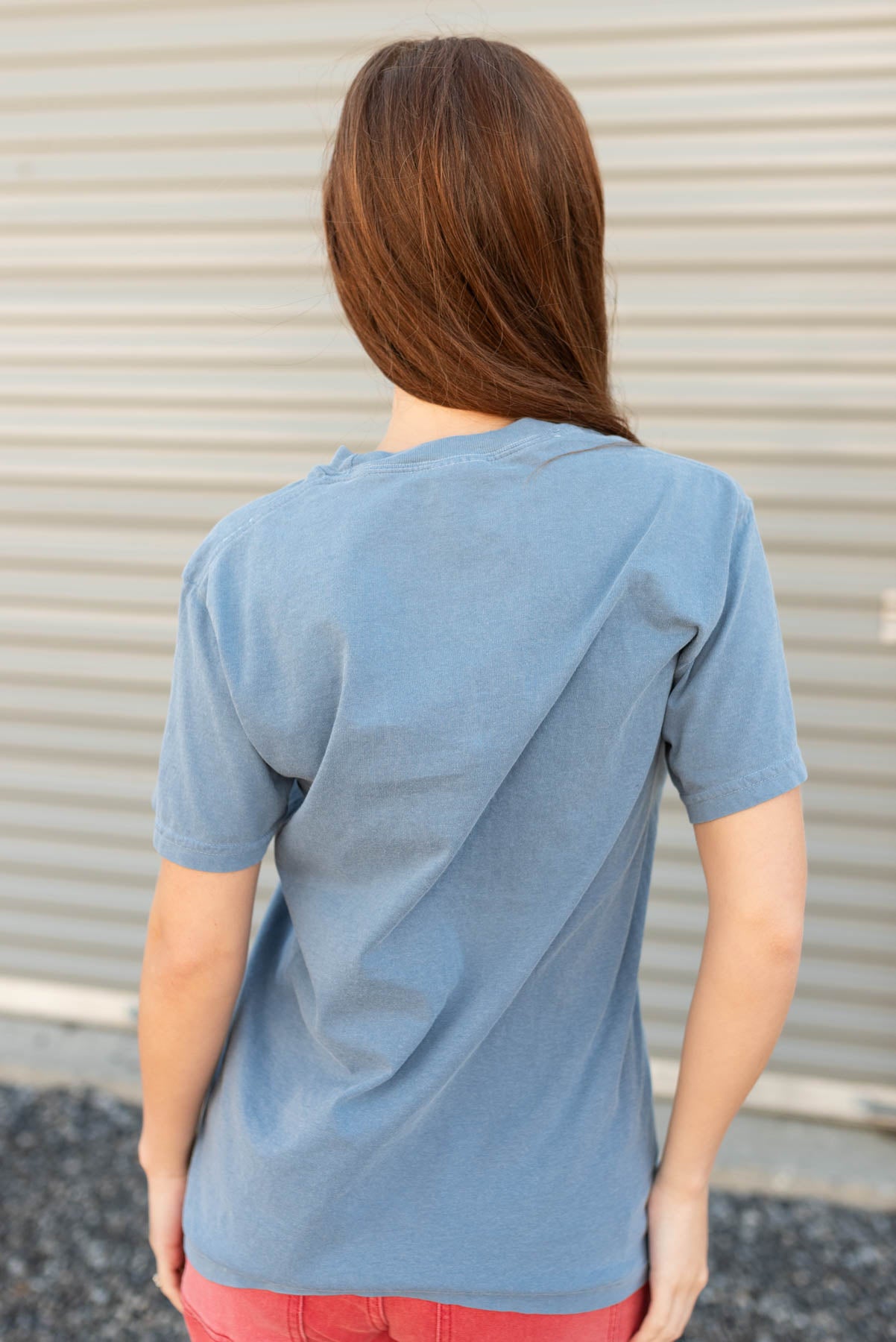 Back view of the blue USA star tee