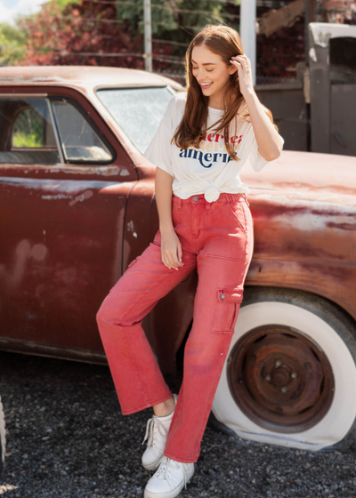 short sleeve white America graphic tee