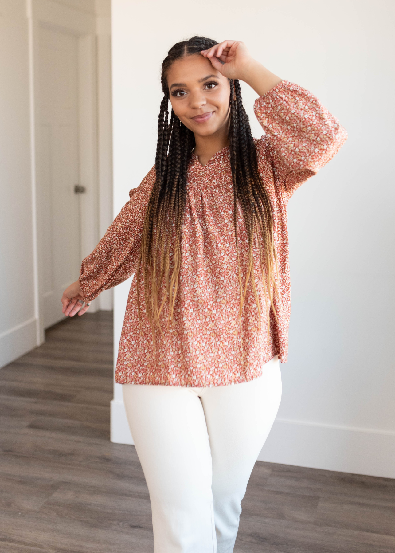 Rust floral top